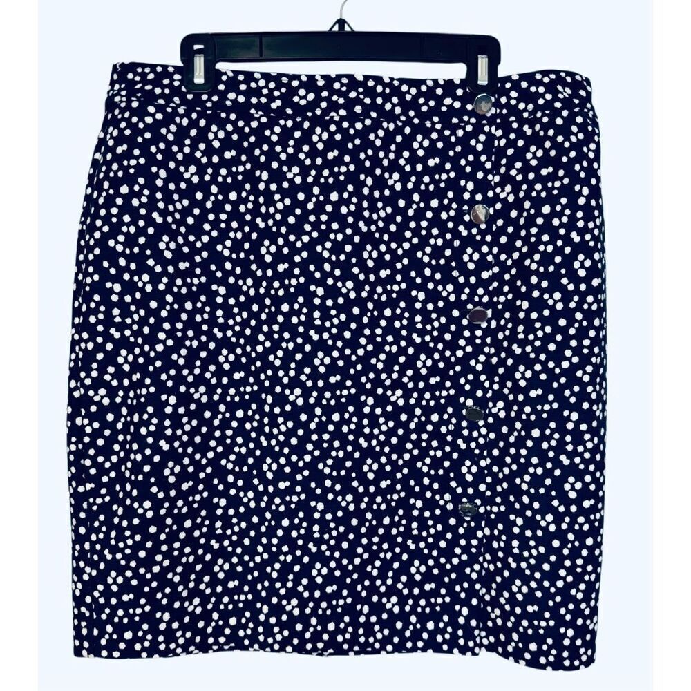 Talbots Navy Blue & White Polka Dot Pencil Skirt Knee Length Sz. 16P Textured
